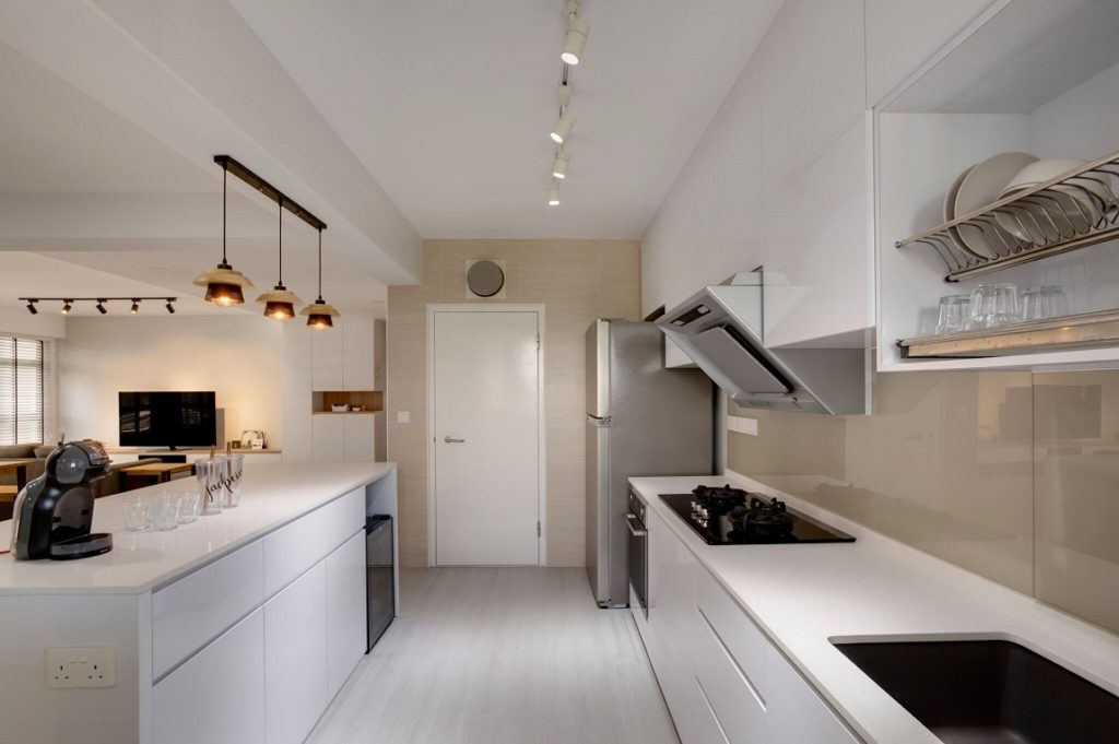 A White Minimalistic Open-concept Kitchen