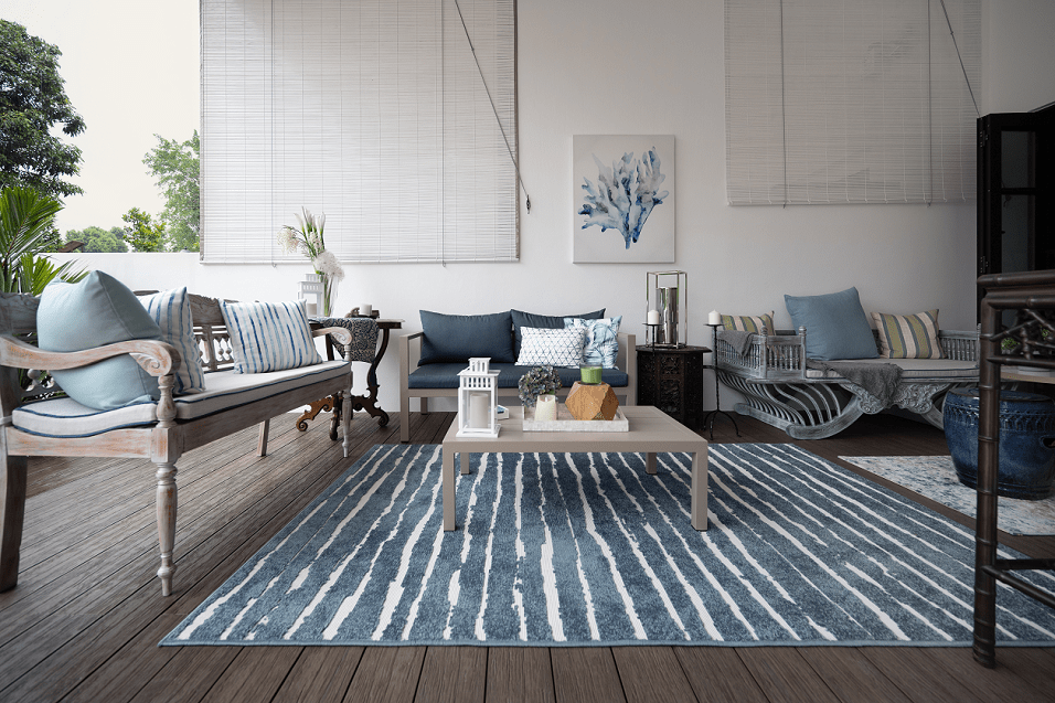 Balcony area designed in coastal style