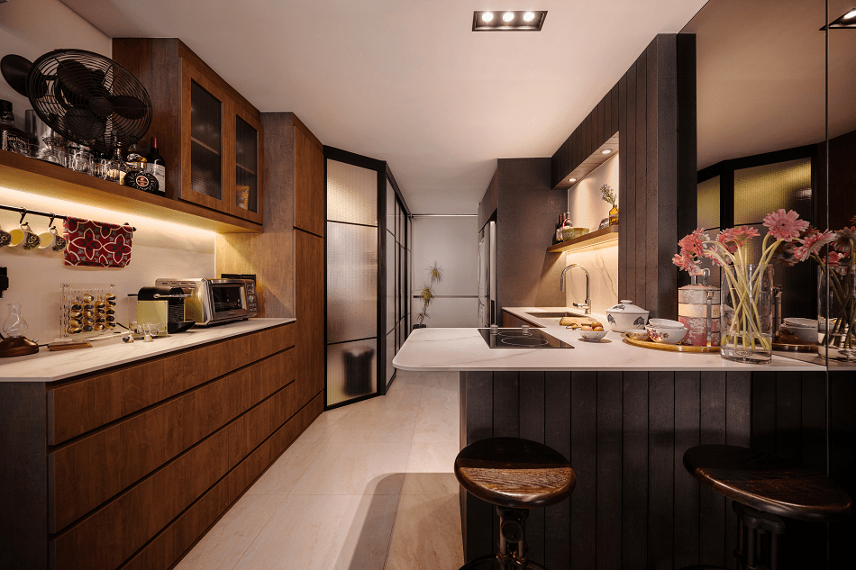 Beautifully decorated kitchen in hues of brown and beige