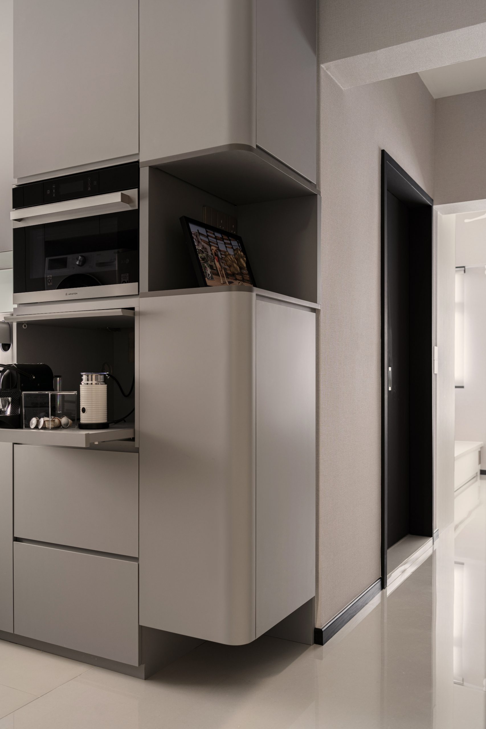 Monochrome minimalist kitchen design