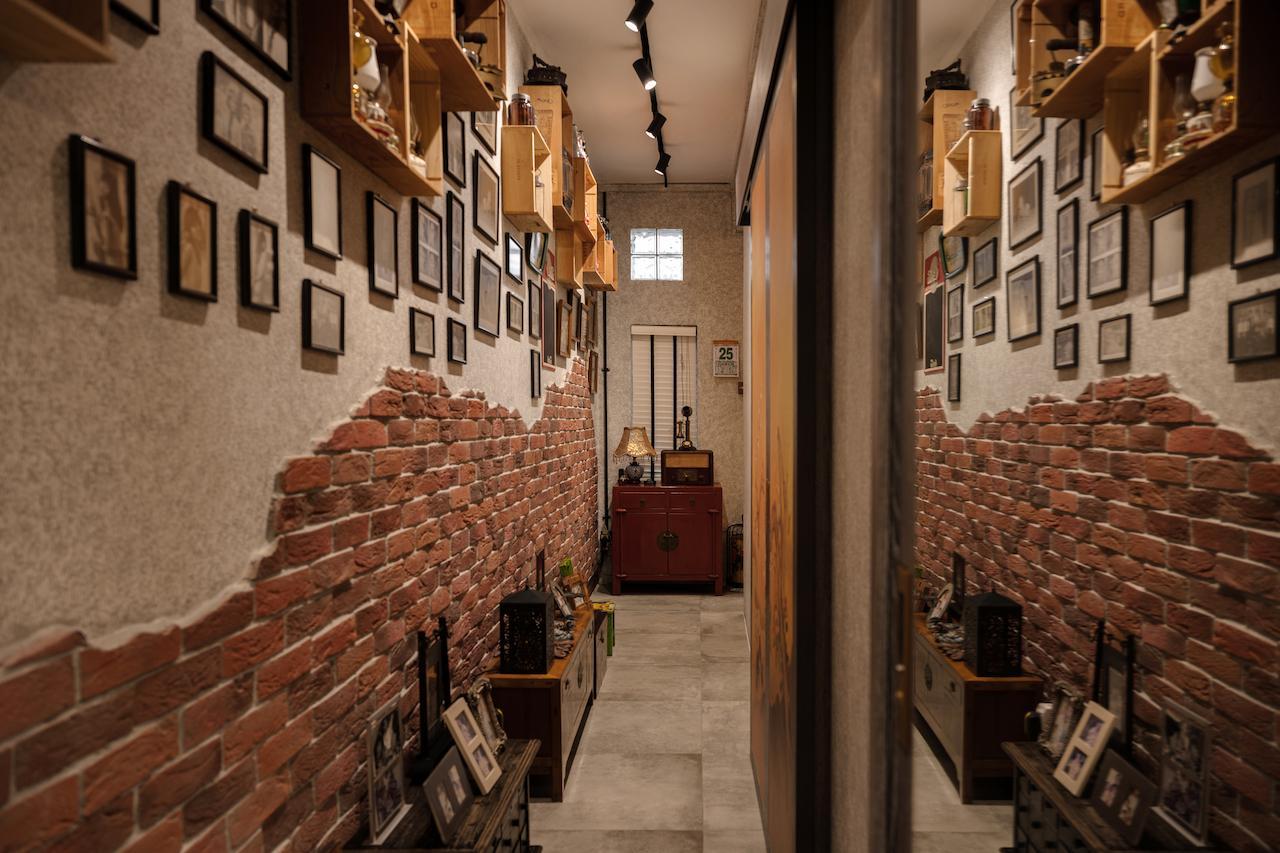 Vintage passageway with brick wall architecture