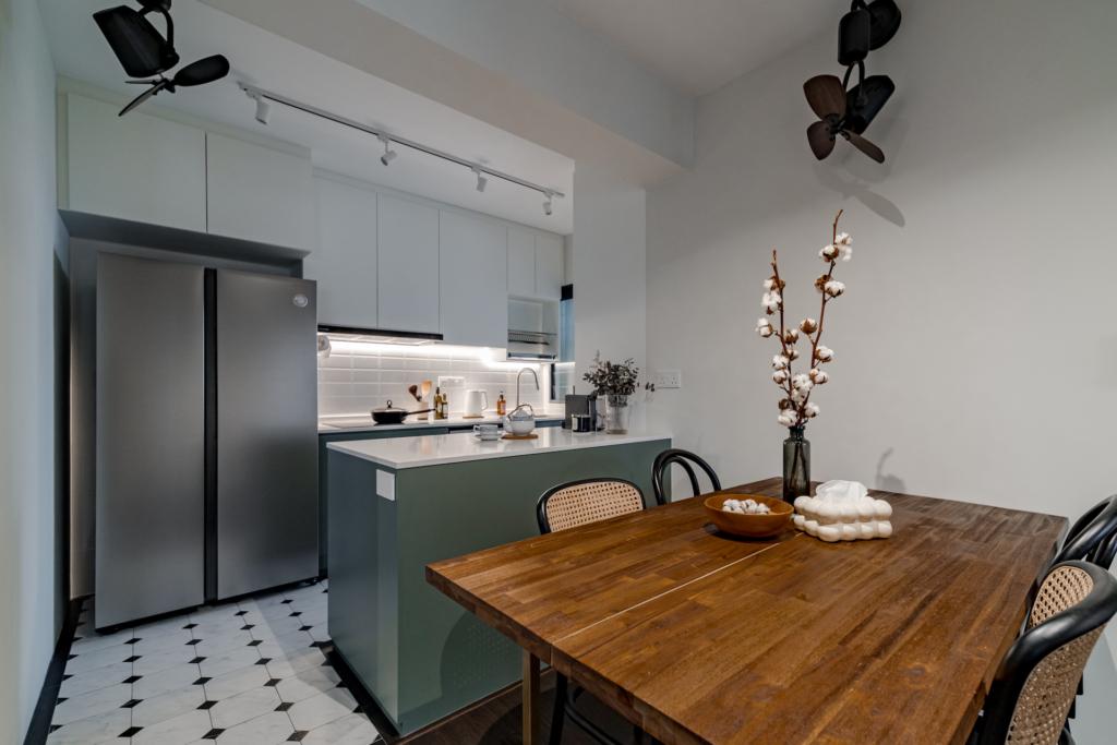 modern british colonial @ Clementi - 5-room HDB kitchen design with peninsula layout