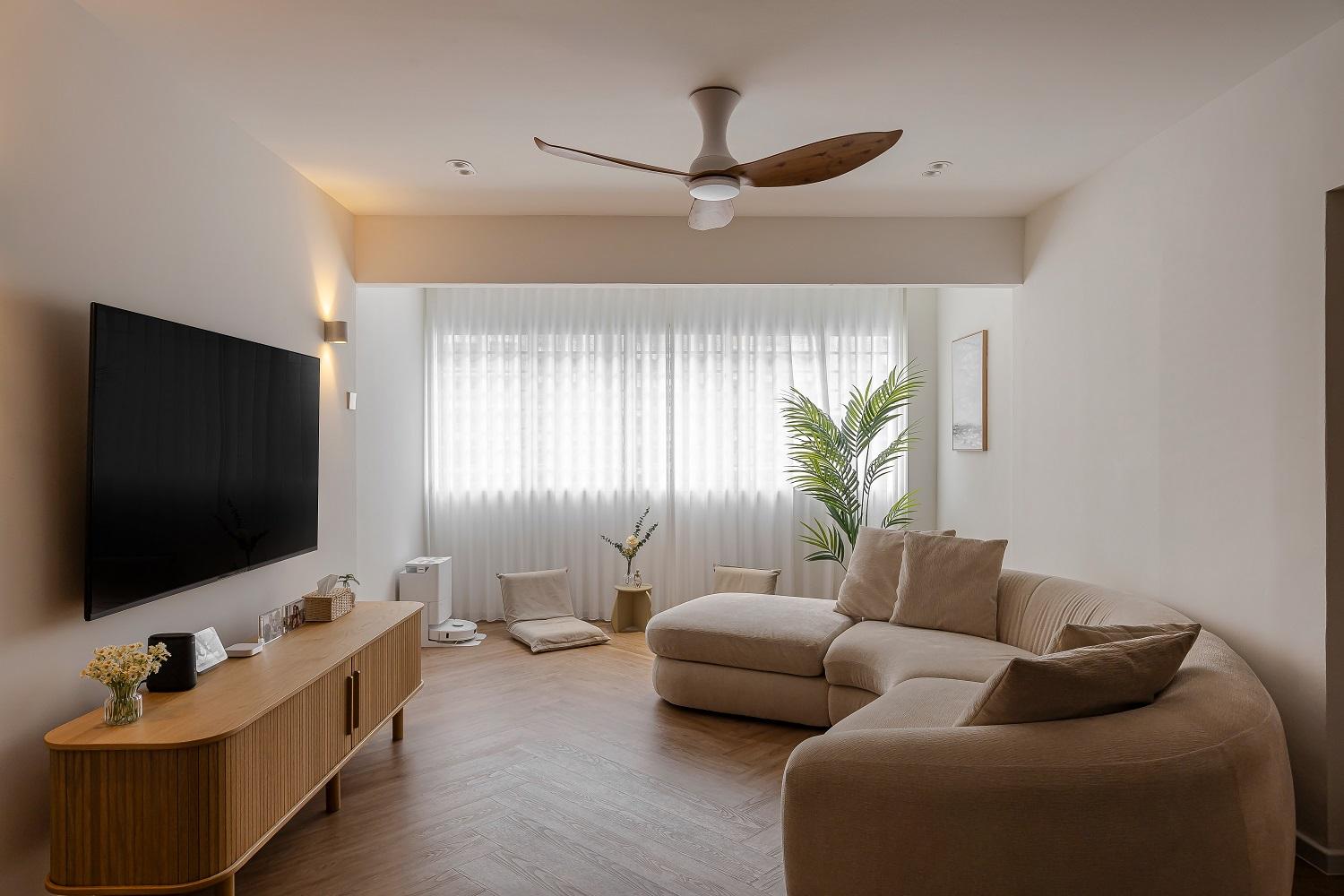 Soft Contrast @ COmpassvale - HDB Living Room Design
